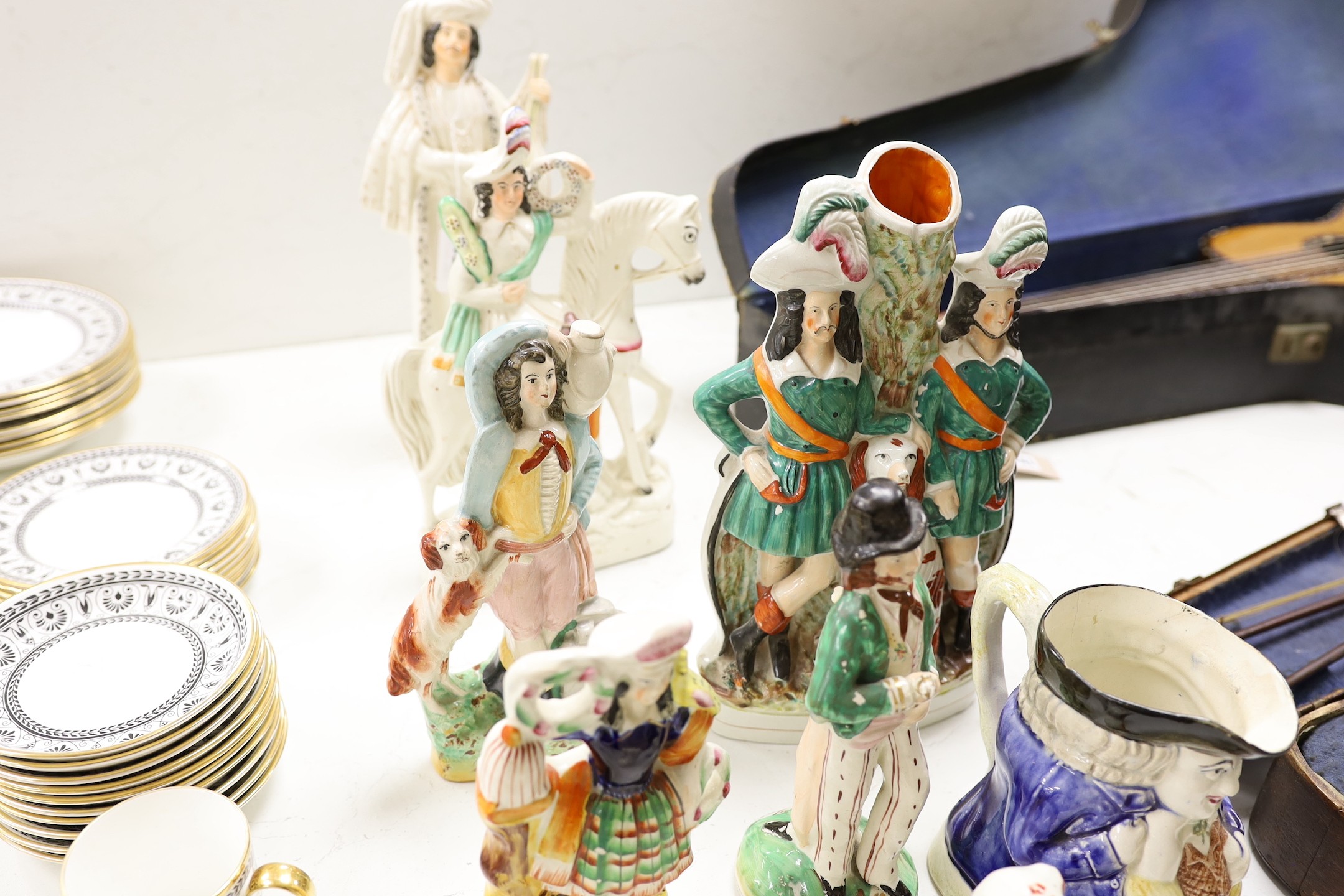 Eight Staffordshire figures and a Toby jug